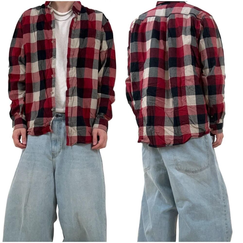 Eddie-bauer Men's Red and Blue Shirt
